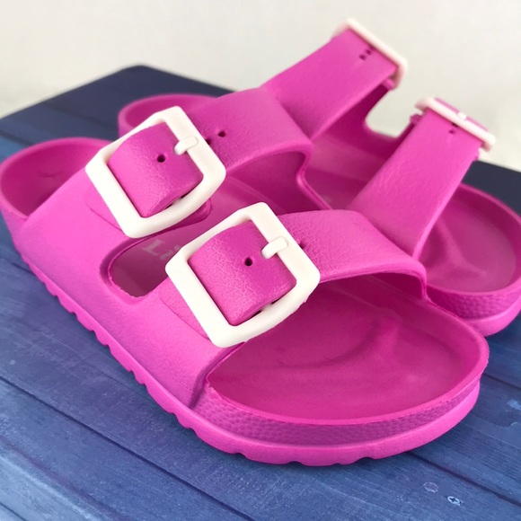 GIRLS DOUBLE BUCKLE COMFORT SLIDES - Picture 7 of 8